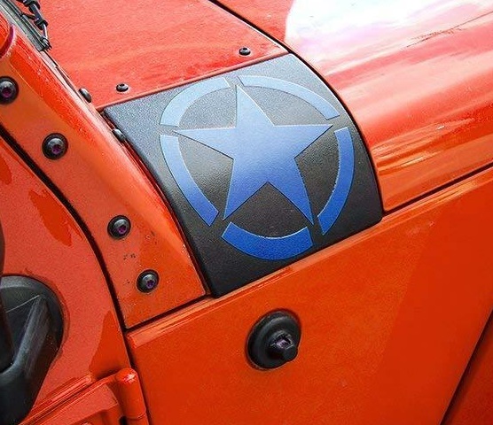 Black-Blue ABS Star Cowl Body Armor 07-18 Jeep Wrangler JK